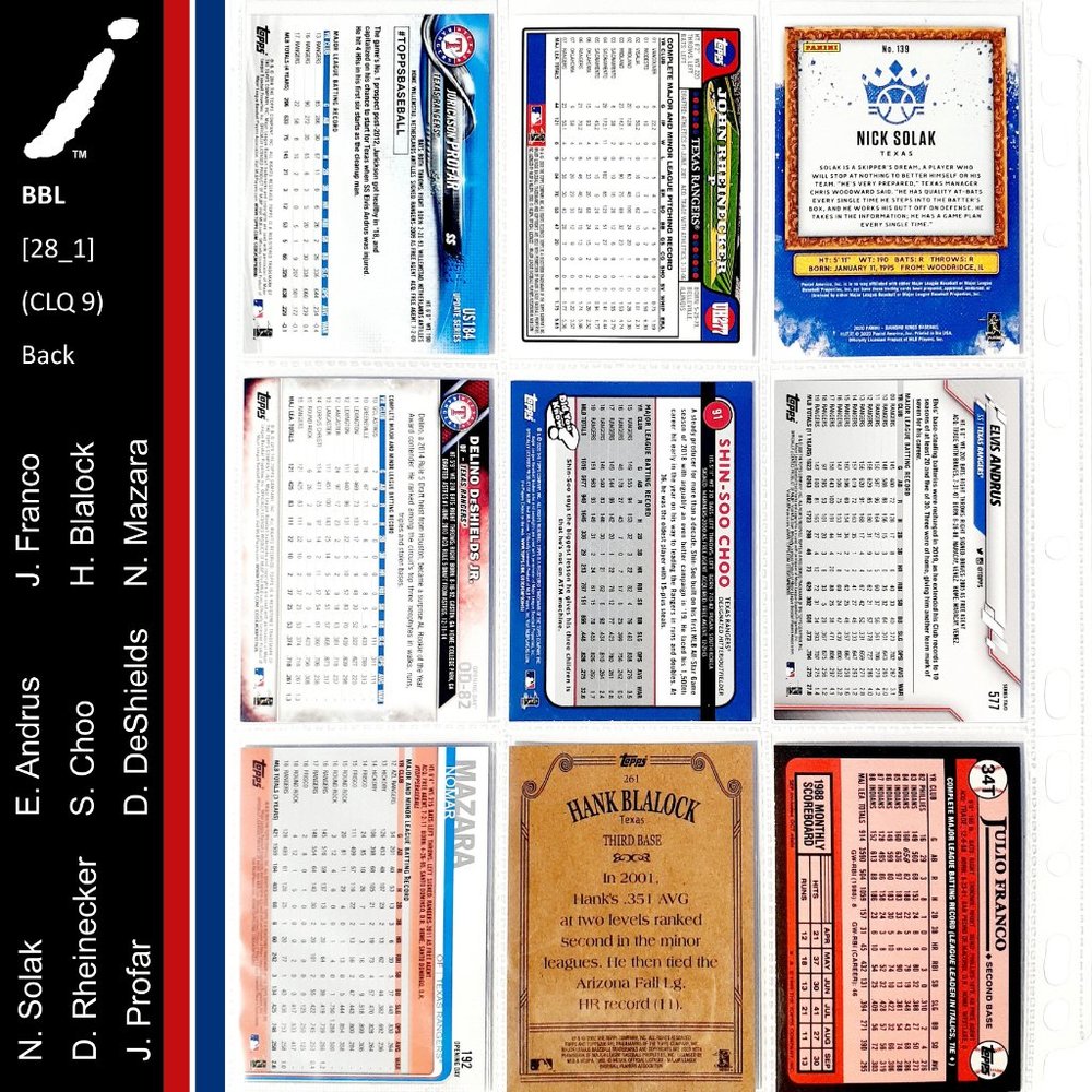 Texas Rangers 9 Card Lot - BSBL [28_1] - Picture 2 of 8